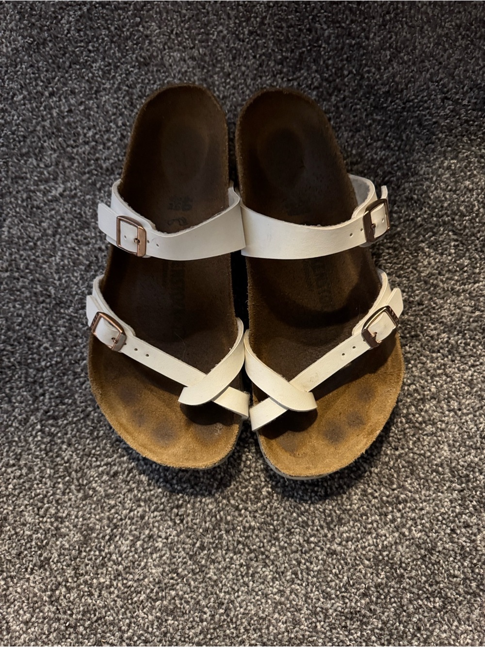 Birkenstock White Leather Strappy Sandals